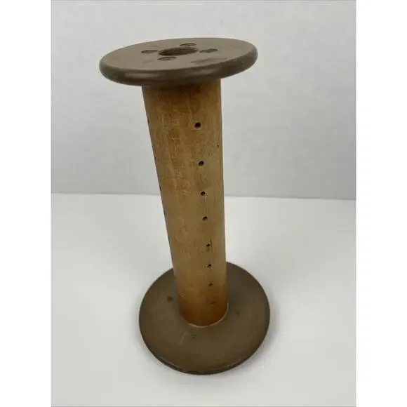 Vintage Wooden Spool Spindle Yarn Thread Wool Bobbin Wood Loom Decor 10.5 Inch - Picture 2 of 7